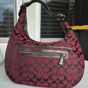 Coach Red Hobo Bag with Signature Style